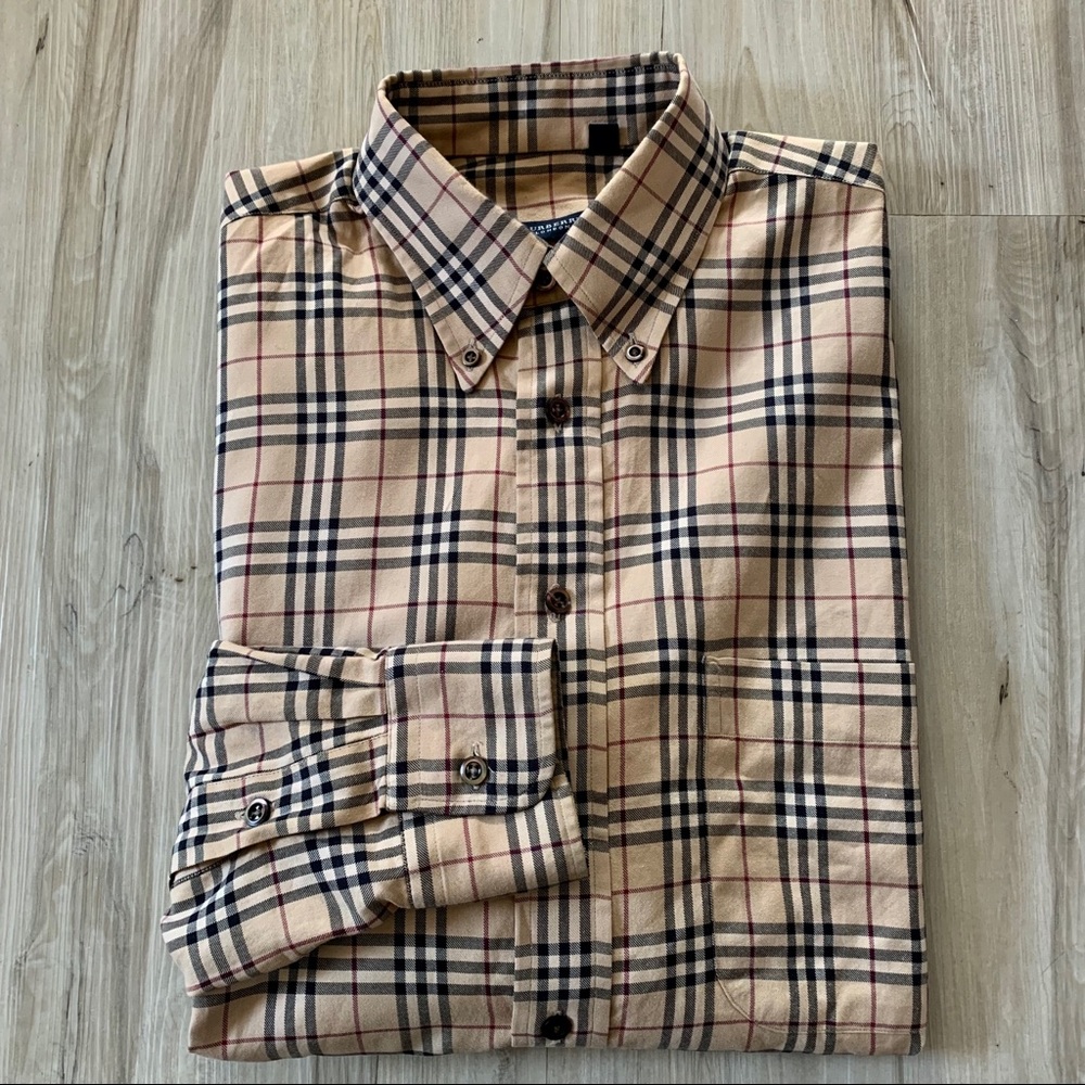 Burberry London Tartan Plaid Button Up Shirt M